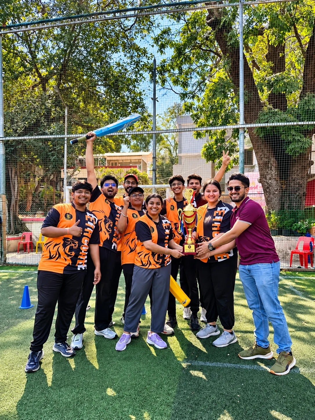 Ethcure Premier League Cricket Tournament Winners Celebrating with Trophy
